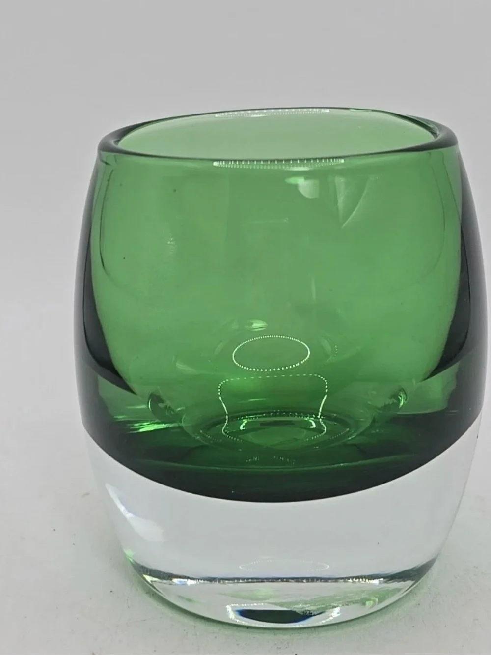 Crate & Barrel Emerald Green & Clear Glass Votive Tea Light Candle Holder